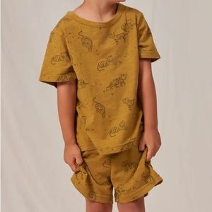 Rylee & Cru Tiger Cotton Jersey T-Shirt & Shorts Set in Ochre 2-3Y